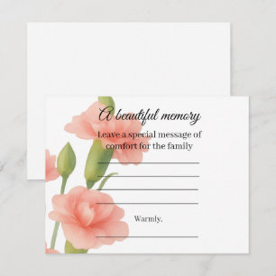 Informações cartão de mensagem memorial de flores