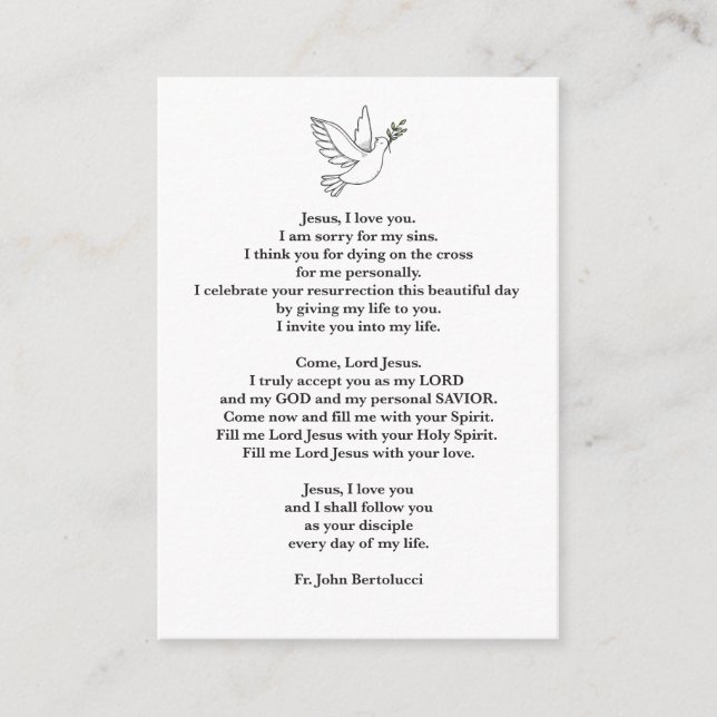 Informações Cartão de Oração (Frente)