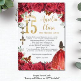 Informações Cartão de Oração de Quinceañera 15 Floral Dourada 