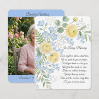 Cartão de Oração Floral Azul Amarelo Aquarela