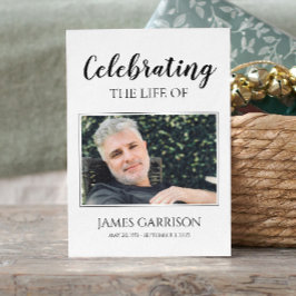 Informações Cartão de Oração Funeral Elegante Branco Preto com