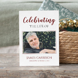 Informações Cartão de Oração Funeral Elegante Branco Vermelho