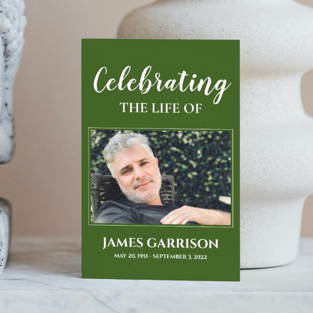 Informações Cartão de Oração Funeral Memorial Verde Escuro com (Criador carregado)