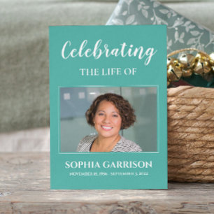 Informações Cartão de Oração Funerária Comemorativa Aqua Blue 