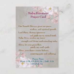 Informações Cartão de Oração Maha Shivaratri 2025