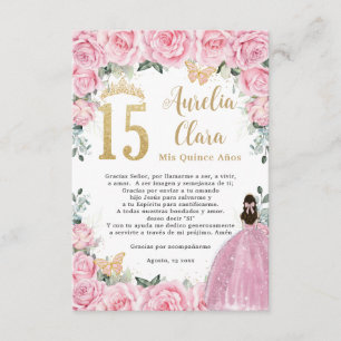 Informações Cartão de Oração Quinceañera Dourado Flor de Rosa