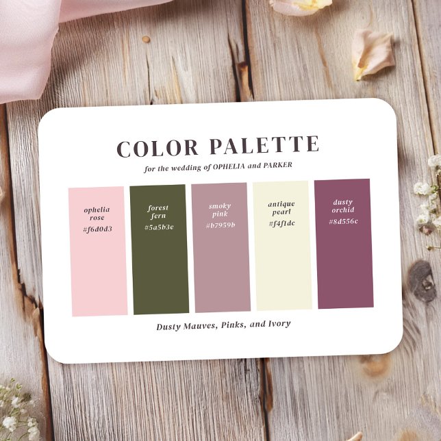 Informações Cartão de Paleta de Cores de Casamento de Marfim,  (Say "I DO" to a wedding color palette that is romantic, elegant, and vintage inspired.
)