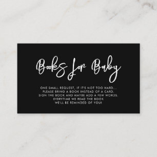 Informações cartão de pedido de livro de baby shower preto con