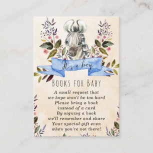 Informações cartão de pedido de livros azuis para bebê zebra b