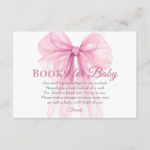 Cartão de Pedido de Livros para Bebê com Laço Rosa