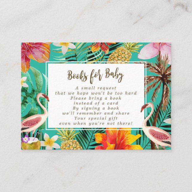 Informações cartão de pedido de livros para bebê flamingo (Frente)