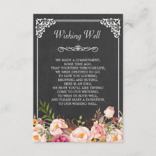 Informações Cartão de Poço de Desejos de Casamento Floral de Q