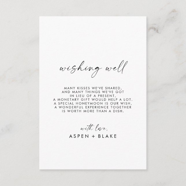 Informações Cartão de Poço de Wishing de Casamento de Script M (Frente)
