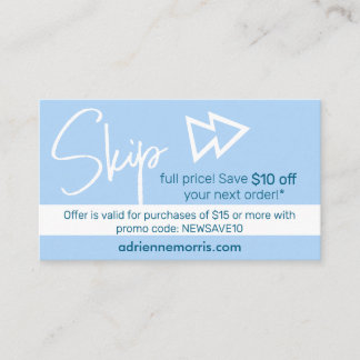 Informações Cartão de Promoção de Negócios 10% Off