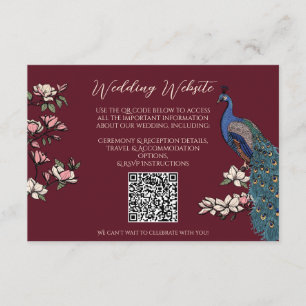 Informações Cartão de QR de Casamento Desenhado à Mão com Pavã