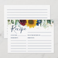 Cartão de Receita de Chá de panela Floral Chic Sun