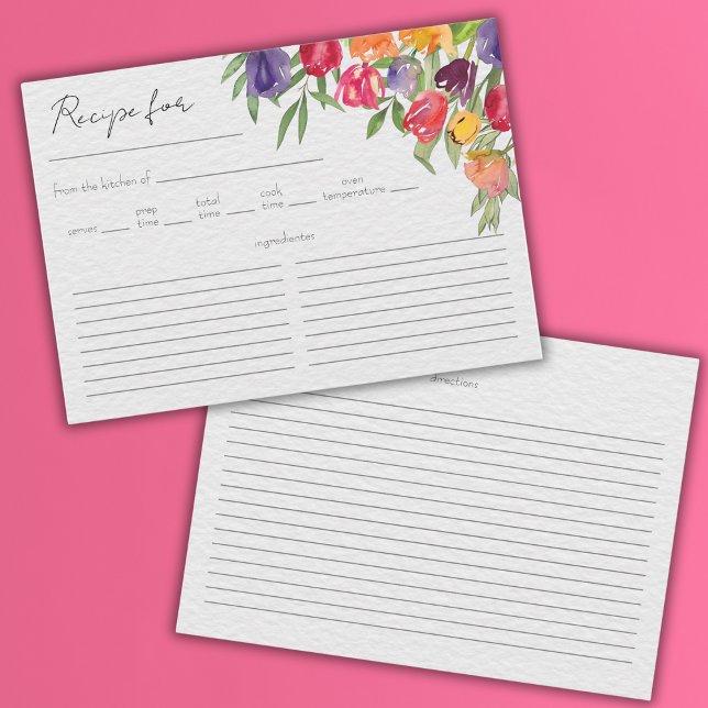 Informações Cartão de Receita de Chás de Bebê com Tulipas e Ve (Criador carregado)