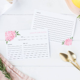 Informações Cartão de Receita de Sangue Hydrangea Rosa