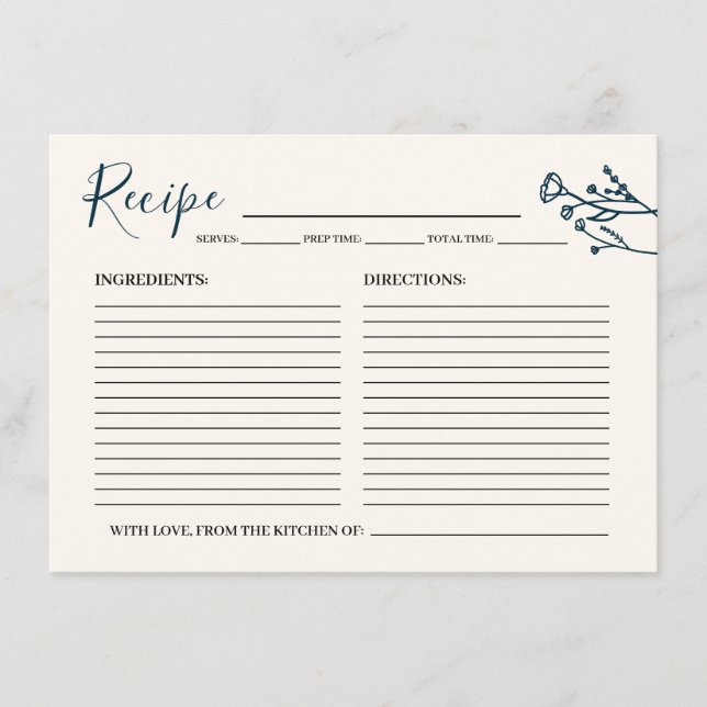 Informações Cartão de Receita para a Flor Selvagem Rústica da  (Frente)