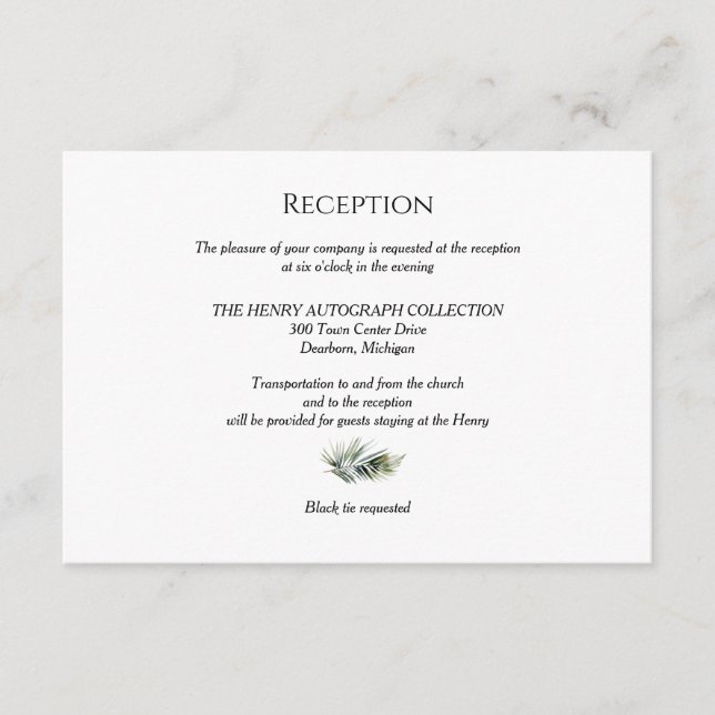 Informações Cartão de Recepção Botânico – Tema de Casamento Tr (Frente)