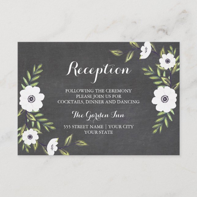 Informações Cartão de recepção de Anêmonas pintadas com tinta  (Frente)