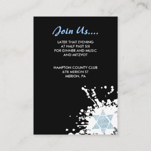 Informações Cartão de Recepção de Bar Mitzvah Blue Splatter St