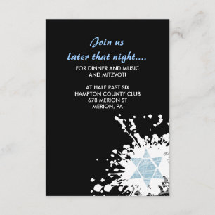 Informações Cartão de Recepção de Bat Mitzvah, Bar Estrela Azu