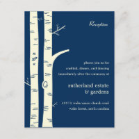 Cartão de Recepção de Casamento Birch Trees - Azul