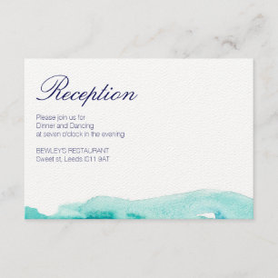 Informações Cartão de Recepção de Casamento com Aquarela Turqu