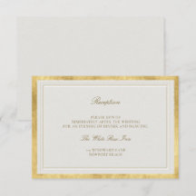 Cartão de Recepção de Casamento com Moldura Écru e