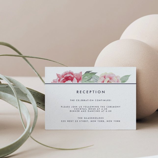 Informações Cartão de Recepção de Casamento com Peônia Antiga (Criador carregado)