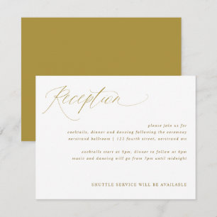 Informações Cartão de Recepção de casamento Elegante Dourado
