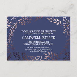 Informações Cartão de Recepção de Casamento Elegante em Dourad