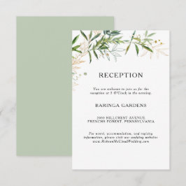Informações Cartão de Recepção de casamento Elegante Olive Gre