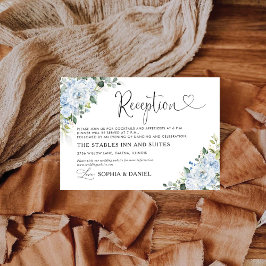 Informações Cartão de Recepção de Casamento Floral Azul Claro