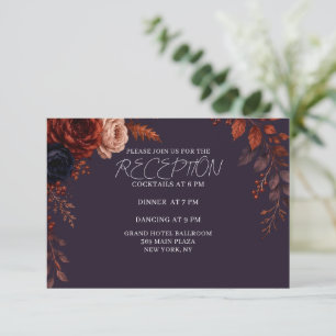 Informações Cartão de Recepção de Casamento Floral Borgonha Ma