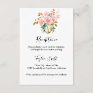 Informações Cartão de Recepção de Casamento Floral Náutico