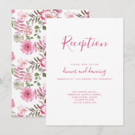 Informações Cartão de Recepção de Casamento Floral Rosa Elegan