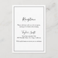 Cartão de Recepção de Casamento Minimalista