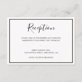 Informações Cartão de Recepção de Casamento Minimalista Preto 
