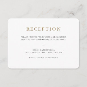 Informações Cartão de Recepção de Casamento Minimalista Simple