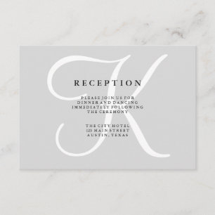 Informações Cartão de Recepção de Casamento Monograma Cinza Cl