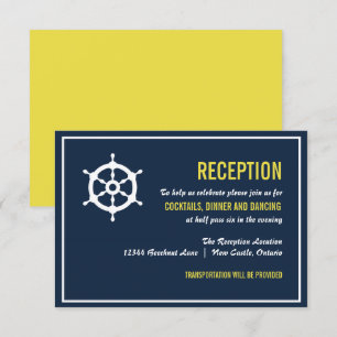 Informações Cartão de Recepção de Casamento Náutico Azul e Ama