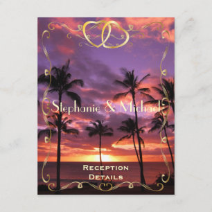 Informações Cartão de Recepção de Casamento Pôr do Sol Tropica
