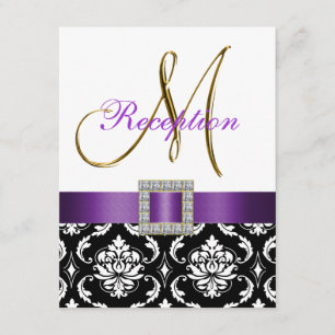 Informações Cartão de Recepção de Casamento Preto Roxo Branco 