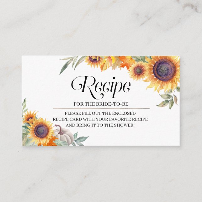 Informações Cartão de Recepção de Chá de panela de Girassol de (Frente)