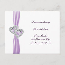 Informações Cartão de Recepção de Fita de Lavanda de Corações 