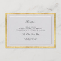 Cartão de Recepção de Noiva Elegante com Dourado F