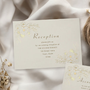Informações Cartão de Recepção de Noivado Floral Ivory Gold
