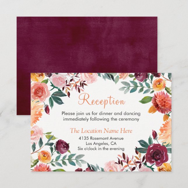 Informações Cartão de Recepção do Jardim Botânico Marsala Lara (Frente/Verso)